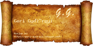 Geri Györgyi névjegykártya