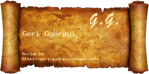 Geri Györgyi névjegykártya